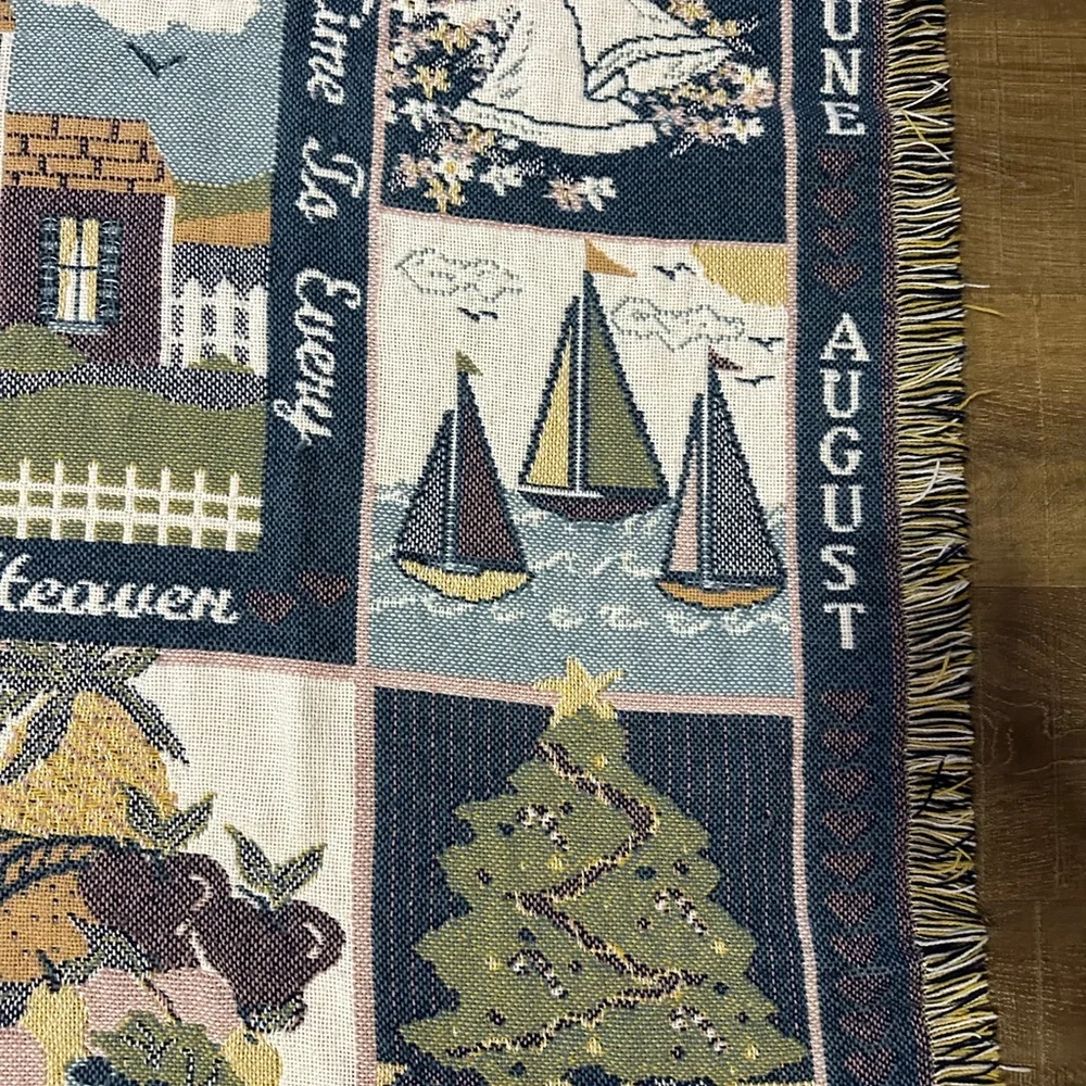 Seasonal Vintage Home Interior l Holiday Tapestry Blanket